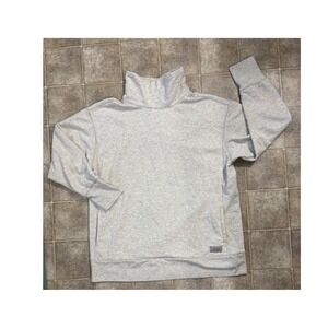 Eddie Bauer Womens Funnel Neck Sweatshirt Gray Heather Thumbhole Pockets Large